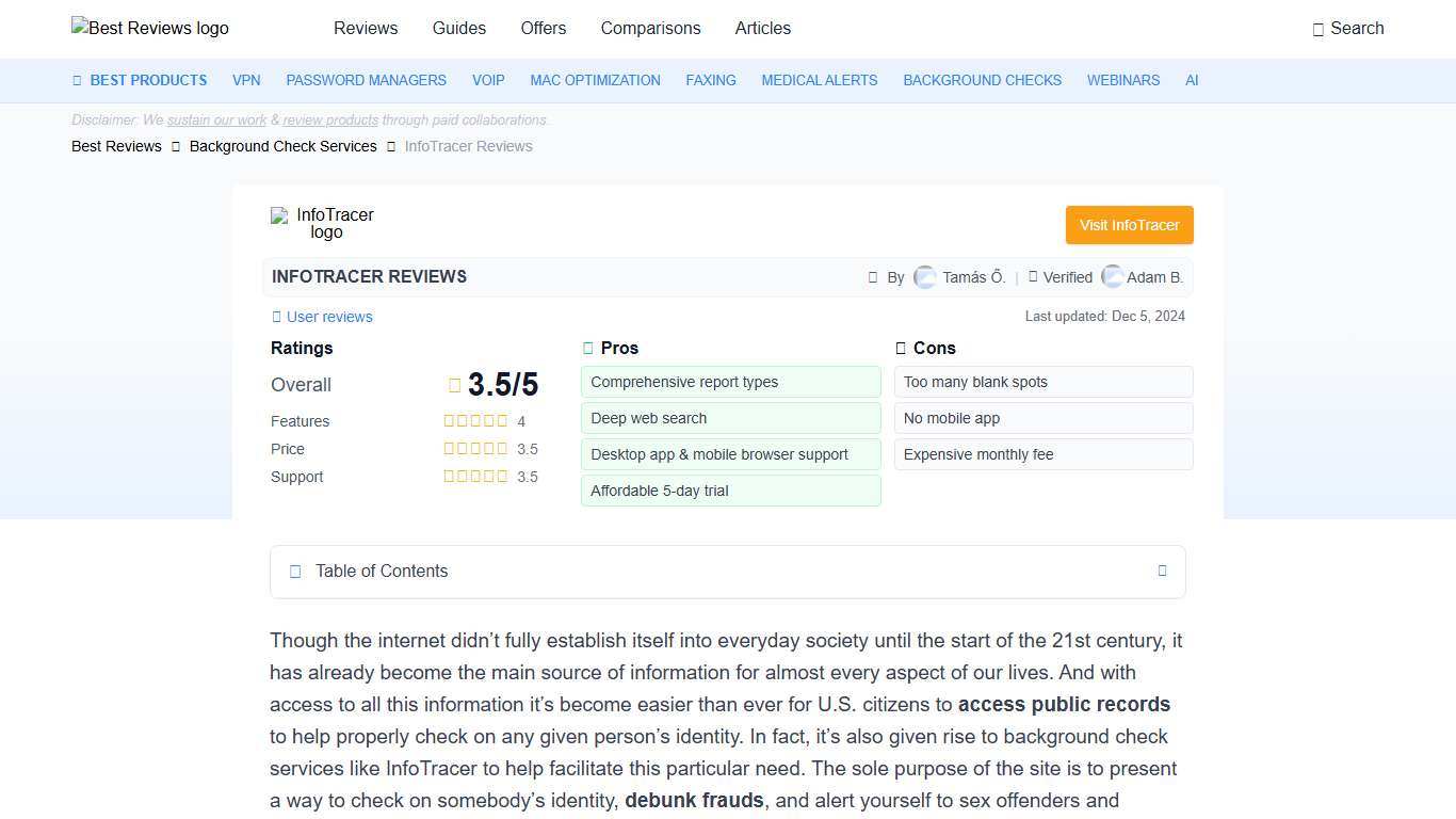 InfoTracer Reviews 2026 by Experts & Users - Best Reviews