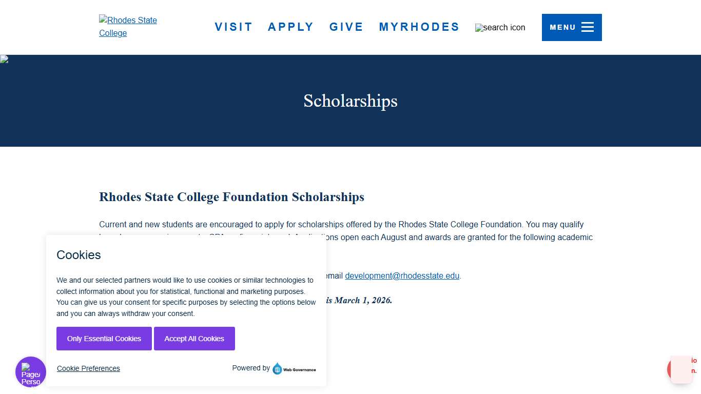 Scholarships Rhodes State College