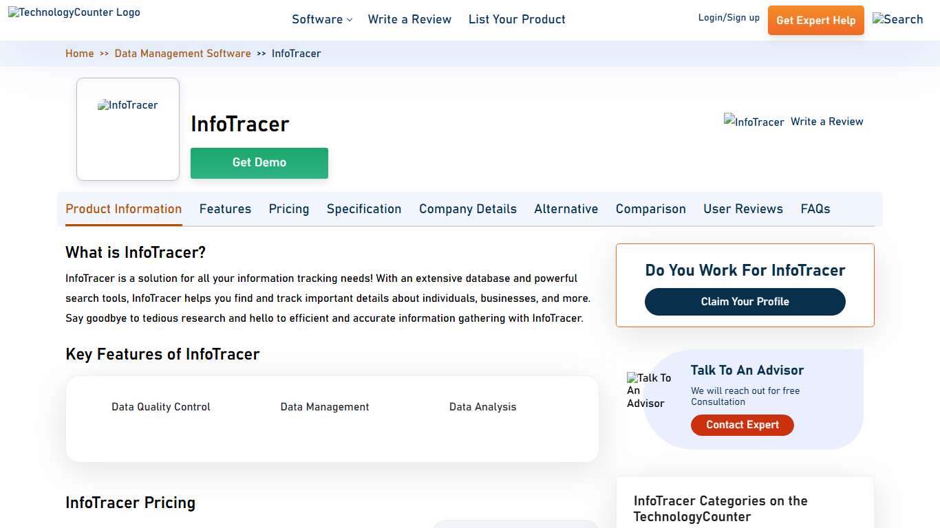 InfoTracer Pricing, Features & Reviews